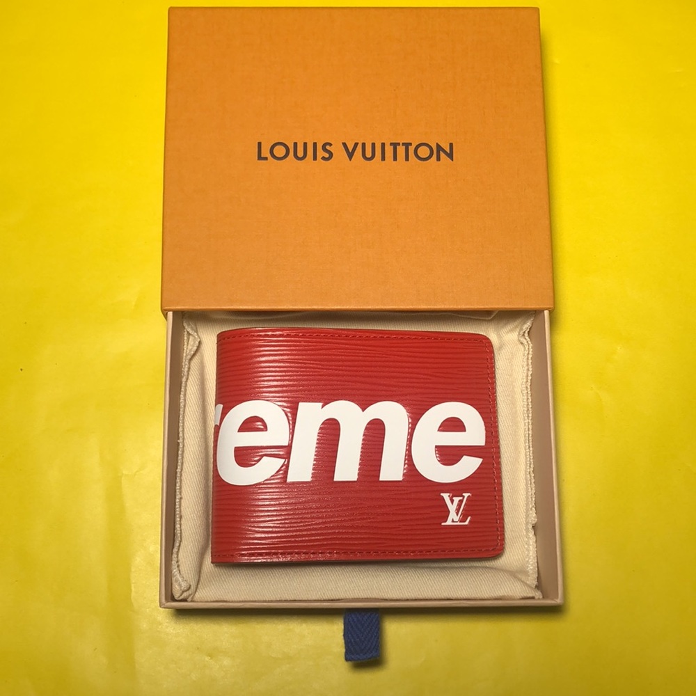 🆕🟠 Supreme x Louis Vuitton 🟠 red 'Slender Wallet' - Picture 8 of 11